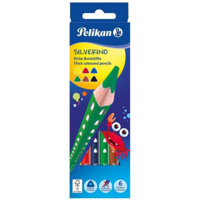 Crayon de couleur triangulaire SILVERINO gros, étui - Pelikan