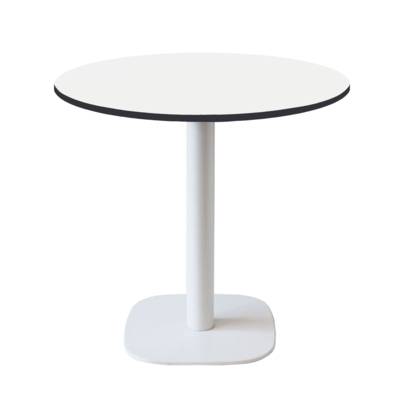Table pied blanc Ø70cm blanc chants noir - intérieur - RestooTab