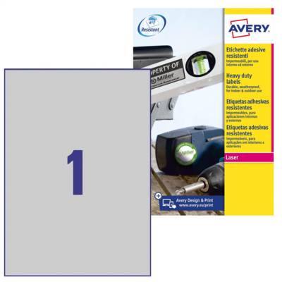 Boîte de 20 étiquettes ultra-résistantes métalliques 210 x 297mm L6013-20 - AVERY