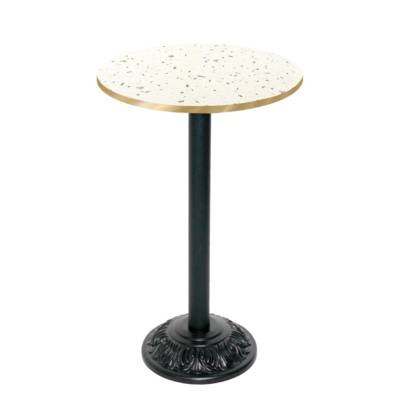 Mange-debout pied noir Ø60cm terrazzo cassata chant laiton - intérieur - RestooTab