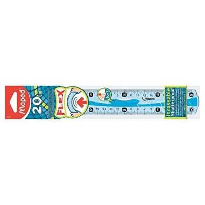 Règle plate double décimètre incassable Flex 20 cm couleur aléatoire bleu ou vert - MAPED