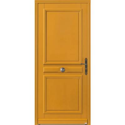 Porte d'entrée bois exotique CACERES lasuré dormant 45 mm avec tapées pour isolation 120 mm - 215 x 90 cm - Gedimat - BELM