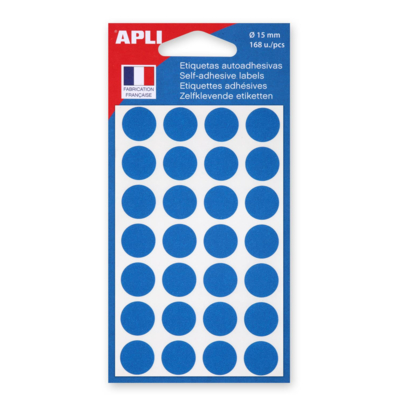 Sachet de 168 étiquettes Gommettes de signalisation Rondes 15 mm Bleu - Apli-Agipa