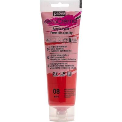 Tube 120ml Peinture Acrylique Décocrème Mat Rouge Passion - PÉBÉO