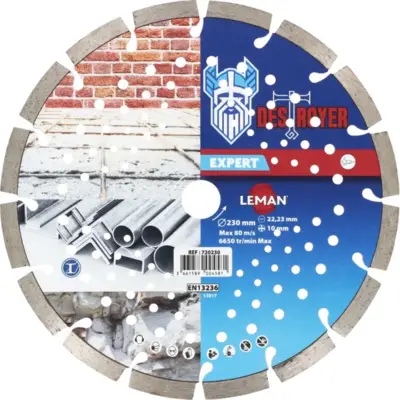 Disque diamant segment 230x22,23 - hauteur 10 mm - multi matériaux - LEMAN - 720230 - LEMAN S.A
