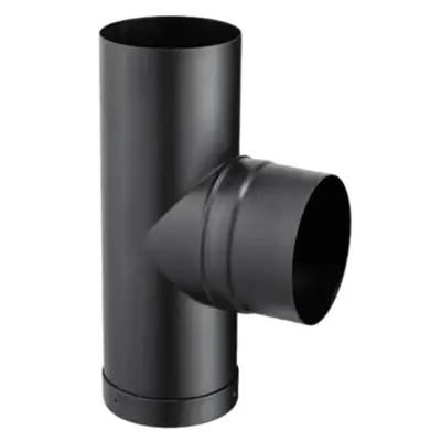 Té tampon émaillé noir mat Ø180 POUJOULAT TE TP 180 ENM - 58180955 - CHEMINEES POUJOULAT
