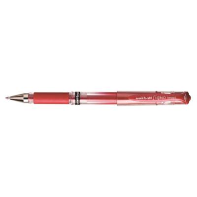 Roller encre gel Signo Broad UM153 grip pointe large 1mm rouge métal - Uni-Ball