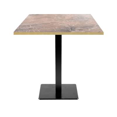 Table pied noir 70x70cm marbre grec chants laiton - intérieur - RestooTab