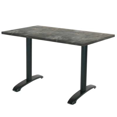 Table pied noir 120x70cm pierre metallisee - intérieur - RestooTab