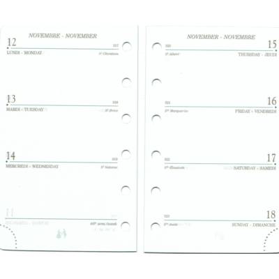 Recharge perforée semainier SK12R -120x73 mm 1S / 2P Tranche Or - MIGNON