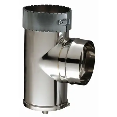 Té de purge spécial flex tubage Ø150 POUJOULAT TPI 150 - 45150073 - CHEMINEES POUJOULAT