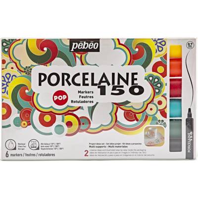 Etui de 6 feutres Porcelaine P150 Couleurs Pop Pointes Fines - PÉBÉO