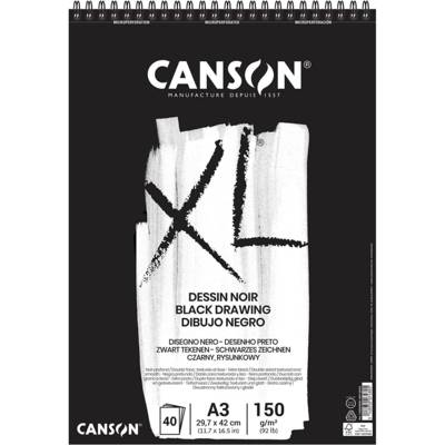 Bloc 40 Feuilles Croquis XL Black spiralés petit côté A3 150g Noir - CANSON