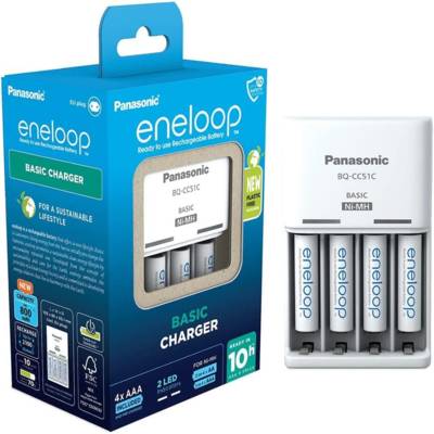 Eneloop Chargeur Basic Charger BQ-CC51 avec 4xAAA 800mAh - PANASONIC