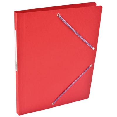 Chemise Carte Lustée simple 24 x 32 cm avec élastiques et étiquette de dos Rouge - COUTAL