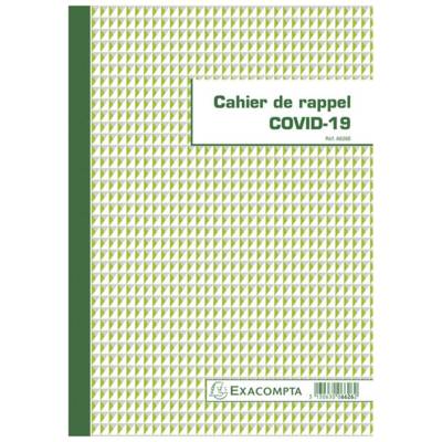 Piqûre 18 pages Cahier de rappel C O V I D-19 - format vertical A4 - EXACOMPTA