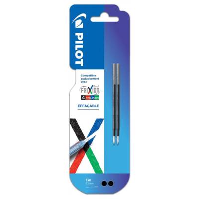 Pack 2 recharges FriXion Ball 4 couleurs - Encre gel effaçable - Pointe fine Noir - PILOT