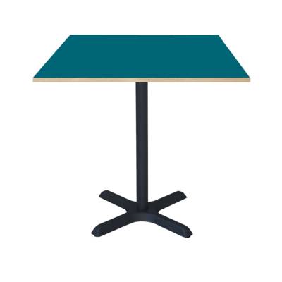 Table pied noir 70x70cm bleu prusse chants bois - intérieur - RestooTab