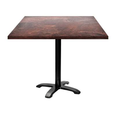 Table pied noir 90x90cm rouille roc - intérieur - RestooTab