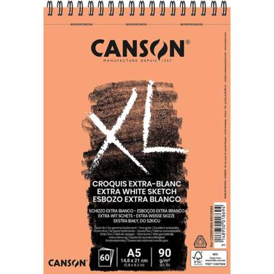Bloc croquis XL EXTRA WHITE A5 60 feuilles 90g Blanc - CANSON