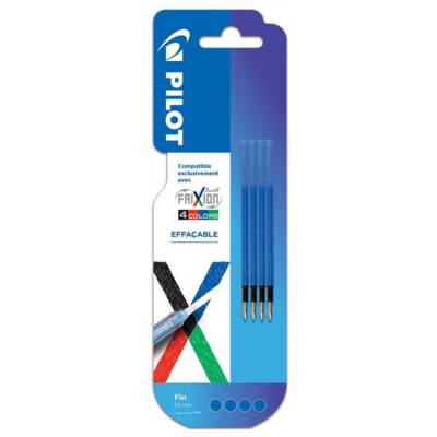 Pack 4 recharges FriXion Ball 4 couleurs - Encre gel effaçable - Pointe fine Bleu - PILOT