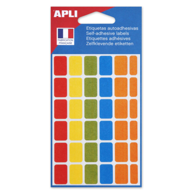 Sachet de 120 étiquettes de couleur 12x18 mm Assorties - Apli-Agipa