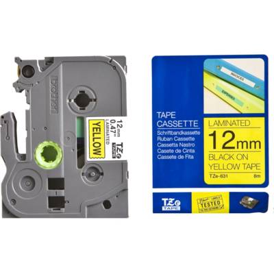 Ruban pour PTOUCH laminé noir/jaune 12mmx8m TZE631 - BROTHER