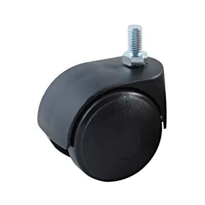Roulette pivotante double à tige filetée M10 - AVL - Roue nylon noir Ø 50 - Charge 40 kg - 595525A