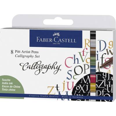 Set de 8 Feutres Pitt Artist Pen calligraphie India Ink - FABER-CASTELL