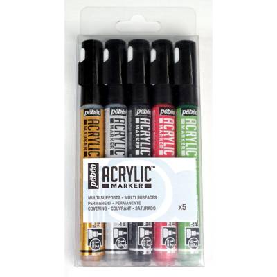 Set 5 Marqueurs Acrylique Pointe Ronde 1,2mm - PÉBÉO