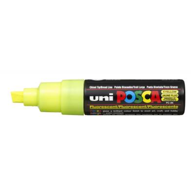 Marqueur pointe large biseautée pc8k 8mm jaune fluo - POSCA