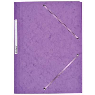 Chemise Carte Lustée 24 x 32 cm à rabats avec élastique et étiquette de dos Mauve - COUTAL