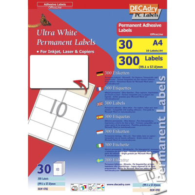 Pochette 300 étiquettes blanches multi-usage 99,1 x 57 mm - Apli-Agipa