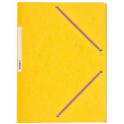 Chemise Carte Lustée 24 x 32 cm à rabats avec élastique et étiquette de dos Jaune - COUTAL