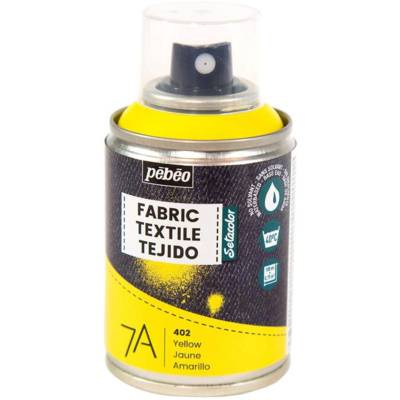 Peinture en Spray 7A - 100ml Spécial Textiles Naturels et Synthétiques JAUNE - PÉBÉO