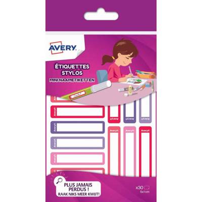 RESMI30F - 30 étiquettes stylos (camaïeu rose) 50x10mm - AVERY
