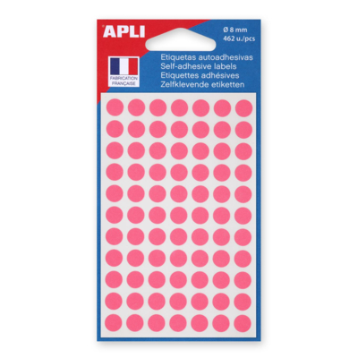 Sachet de 462 étiquettes Gommettes de signalisation Rondes 8mm Rose - Apli-Agipa