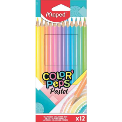 Crayon de couleur COLOR'PEPS Pastel, étui carton de 12 - Maped
