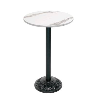 Mange-debout pied noir Ø60cm marbre blanc - intérieur - RestooTab