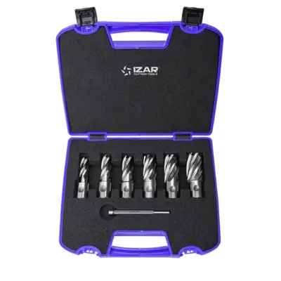Set fraise carotter HSS XT machine électromagnétique 4060 - Ø 12 - 14 - 16 - 18 - 20 - 22 mm - IZAR CUTTING TOOLS - 66860