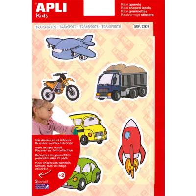 Pochette 24 maxi gommettes transports 210x297 mm - APLI-AGIPA