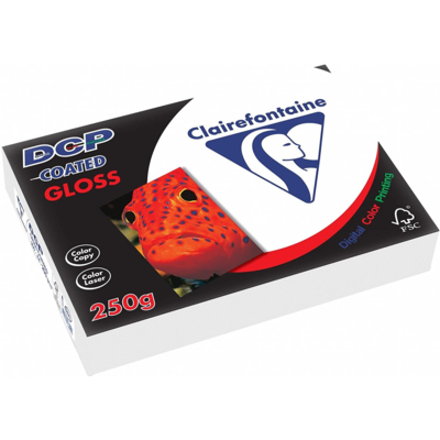 Ramette 250 Feuilles Papier DCP 250g A4 210x297 mm Certifié FSC Couché Brillant Blanc - Clairefontaine