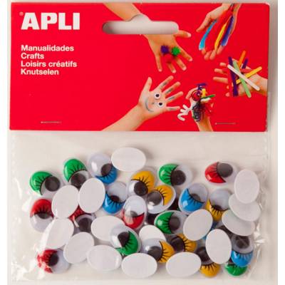 Sachet de 40 yeux mobiles ovale avec cils assorties - APLI-AGIPA