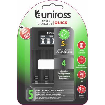 Chargeur LCD RAPIDE Pour 1 à 4 Piles Ni-MH 1.2V AA AAA [USB] - UNIROSS