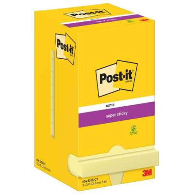 Bloc-note adhésif Super Sticky Notes, 76 x 76 mm Jaune - Post-it