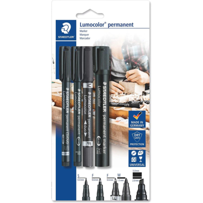 Set de 4 marqueurs permanents Lumocolor, noir - STAEDTLER