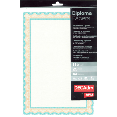 Papier de communication A4 115g 25 feuilles Diplômes ORANGE/TURQUOISE - Apli-Agipa
