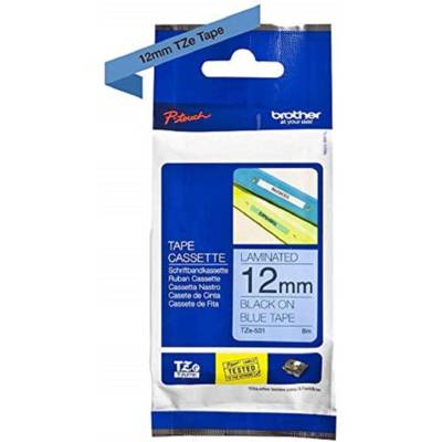 Ruban TZe-531 12 mm x 8 m Noir sur Bleu - BROTHER