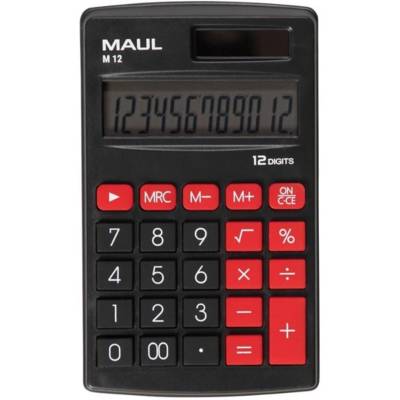 Calculatrice Poche M12 Pile et Solaire 12 chiffres 69x115mm Noir - MAUL