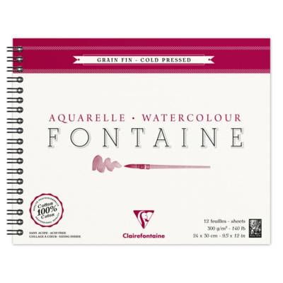 Album Fontaine spiralé grain fin 12F 300g 24x30 cm Blanc - CLAIREFONTAINE